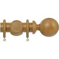 New Edge Blinds Premium 50mm Wooden Curtain Pole Set - Light Oak in Light Brown | Size: 50 cm