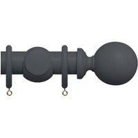 New Edge Blinds Premium 50mm Wooden Curtain Pole Set - Slate Grey in Dark Grey | Size: 210 cm