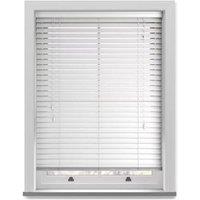New Edge Blinds 50mm Slat White Grained Faux Wood Venetian Blind With Strings 150cm Drop | Size: 150 cm