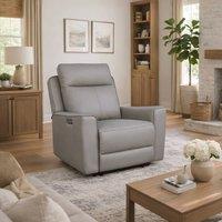Aspire Rivington Real Leather Power Recliner Armchair with USB Charging in Grey