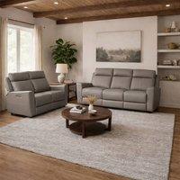Aspire Rivington Real Leather Power Recliner 3+2 Sofa Set with USB Charging in Grey