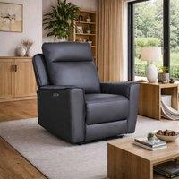 Aspire Rivington Real Leather Power Recliner Armchair with USB Charging in Charcoal