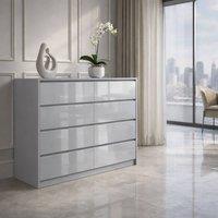 Harmin Grey 8 Drawer High Gloss Chest of Drawers - Handleless Sleek Design