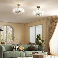 HOMCOM Crystal Ceiling Light Set of 2 Modern Chandelier 3-Lights Silver Tone | Size: 40 cm diameter x 25 cm high