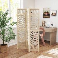 HOMCOM 3 Panel Room Divider, Detachable Privacy Screens, Natural Wood
