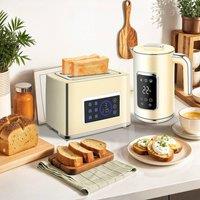 HOMCOM 1.7L 3000W Boil Kettle & Toaster Set in Cream | Size: 2 Pack