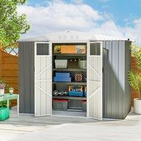 OUTSUNNY 8 x 4 ft Garden Storage Shed, Outdoor Metal Shed in Light Grey