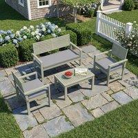 OUTSUNNY 4 Seater Wooden Garden Furniture Set with Loveseat, Chairs, Table in Light Grey | Size: 120 cm