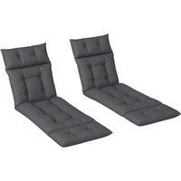 OUTSUNNY Garden Lounge Chair Cushions Set of 2, 220gsm Fabric, Dark Grey