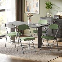 HOMCOM Folding Chairs Set of 4 with Cushioned Seat, Steel Frame in Green