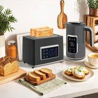 HOMCOM 1.7L 3000W Boil Kettle & Toaster Set in Grey | Size: 2 Pack