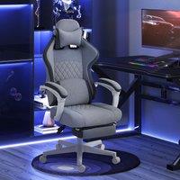 HOMCOM Printed Velvet Computer Recliner Chair with Adjustable Height, Grey