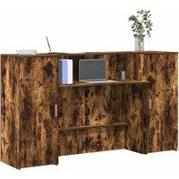 Berkfield Home Reception Desk Smoked Oak 180x50x103.5 cm Engineered Wood in Brown