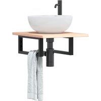 Berkfield Home Basin Shelf Wall Mounted Steel & Solid Wood Oak in Brown