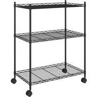 Berkfield Home 3-Tier Storage Rack with Wheels 60x35x81 cm Black 150 kg | Size: 60 x 35 x 81 cm