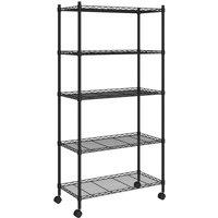 Berkfield Home 5-Tier Storage Shelf with Wheels 75x35x155 cm Black 250 kg | Size: 75 x 35 x 155 cm