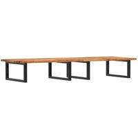 Berkfield Home Basin Shelf Wall Mounted Steel & Solid Wood Acacia in Brown