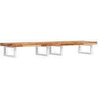 Berkfield Home Basin Shelf Wall Mounted Steel & Solid Wood Acacia in Brown