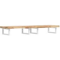 Berkfield Home Basin Shelf Wall Mounted Steel & Solid Wood Acacia in Brown