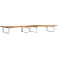 Berkfield Home Basin Shelf Wall Mounted Steel & Solid Wood Acacia in Brown
