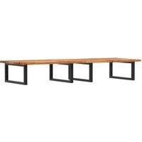 Berkfield Home Basin Shelf Wall Mounted Steel & Solid Wood Acacia in Brown