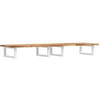 Berkfield Home Basin Shelf Wall Mounted Steel & Solid Wood Acacia in Brown