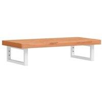 Berkfield Home Basin Shelf Wall Mounted Steel & Solid Wood Beech in Brown