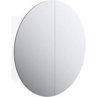 Berkfield Home Bathroom Cabinet with Round Mirror&LED White 40x40x17.5 cm