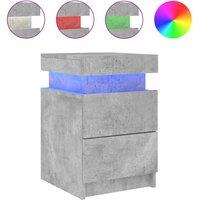 Berkfield Home Bedside Cabinet with LED Lights Concrete Grey 35x39x55 cm | Size: 35 x 39 x 55 cm