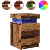 Berkfield Home Bedside Cabinets with LED 2 pcs Old Wood 35x39x55 cm Engineered Wood in Brown | Size: 35 x 39 x 55 cm