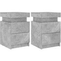 Berkfield Home Bedside Cabinets with LED Lights 2 pcs Concrete Grey 35x39x55 cm | Size: 35 x 39 x 55 cm