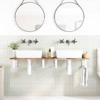 Berkfield Home Elegant Basin Shelf Wall Mounted Steel & Solid Wood Acacia in Brown