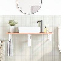 Berkfield Home Elegant Basin Shelf Wall Mounted Steel & Solid Wood Oak in Brown