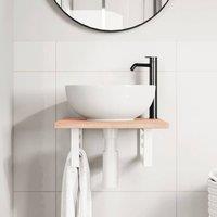 Berkfield Home Elegant Basin Shelf Wall Mounted Steel & Solid Wood Oak in Brown