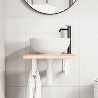 Berkfield Home Elegant Basin Shelf Wall Mounted Steel & Solid Wood Oak in Brown