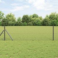 Berkfield Home Fence Post Set Set of 2 Grey Steel 25 x 0.5 m Durable