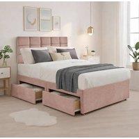 Bed Time UK Plush Divan Bed with Mattress, 20 Cubic Headboard & 2 Drawers in Pink | Size: Double