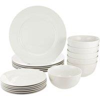 Glim & Glam Dinner Set 18 Piece Crockery Plates Bowls Set in White
