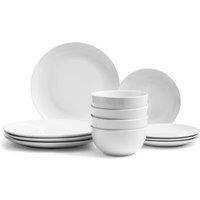 Glim & Glam Dinner Set 18 Piece Crockery Dinnerware Coupe in White