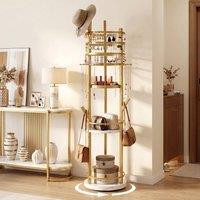 Costway Rotating Jewelry Stand Jewelry Display Tower w/Earring Necklace Holder in Gold
