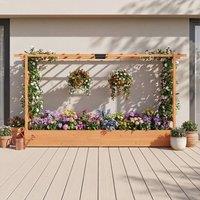 Costway 114cm Tall Wooden Raised Garden Bed with Side Trellis & Hanging Roof in Orange