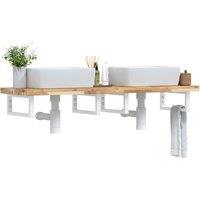 Berkfield Home Basin Shelf Wall Mounted Steel & Solid Wood Acacia in Brown