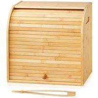 Nordara Bamboo Double Layer Roll Top Bread Box Kitchen Storage Bin in Natural