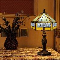 Nordara Tiffany Style Stained Glass Table Lamp Bedside Desk Light in Yellow