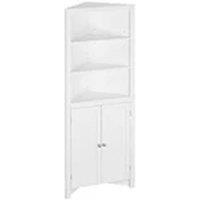 EONLION White Corner Bathroom Cabinet with Double Doors Adjustable Shelves