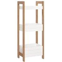 EONLION Free Standing Bamboo 3-Tier Bathroom Storage Shelf Organizer in White