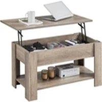 EONLION Gray Wooden Coffee Table Lift Top with Storage Shelf in Grey