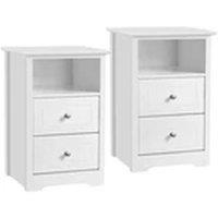 EONLION 2pcs Nightstand Bedside Table with Drawers & Storage Cabinet in White