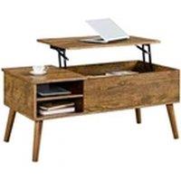 EONLION Rustic Lift Top Coffee Table with Storage Shelf in Brown