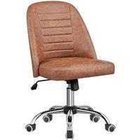 Havendro Faux Leather Mid Back Office Chair Adjustable Armless in Brown